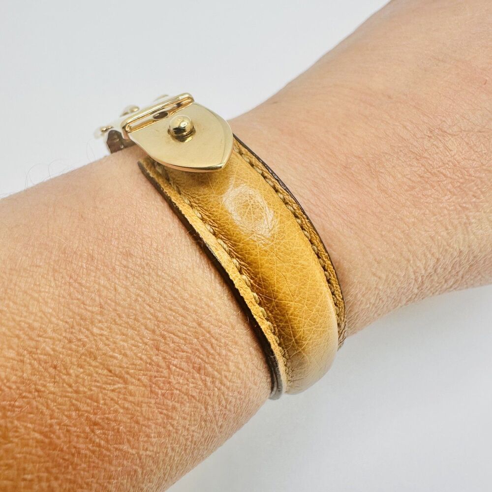 Gucci Brown Gold Belt Motif Leather Fashion Bracelet Jewelry Italian Designer - Picture 10 of 10